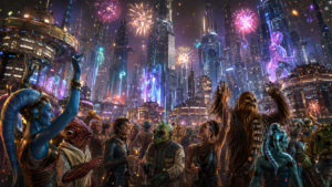 imprezujący cywile na coruscant